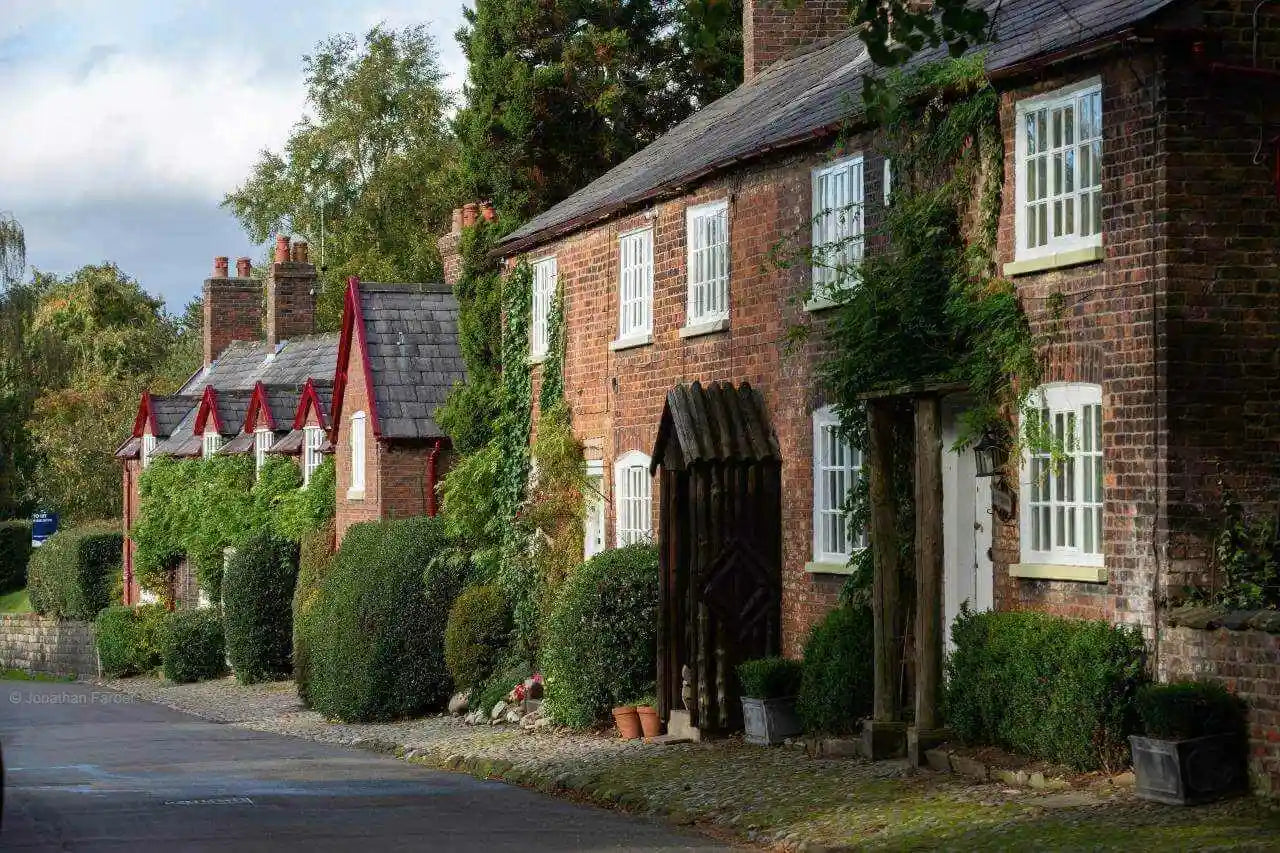A row of  pretty UK country cottages 
